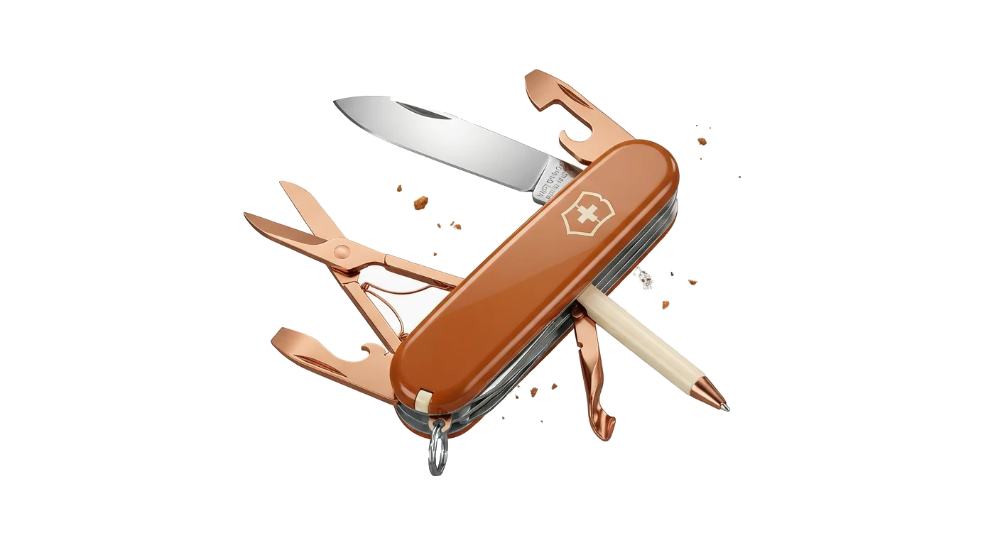 Couteau suisse cannelle, outils ouverts